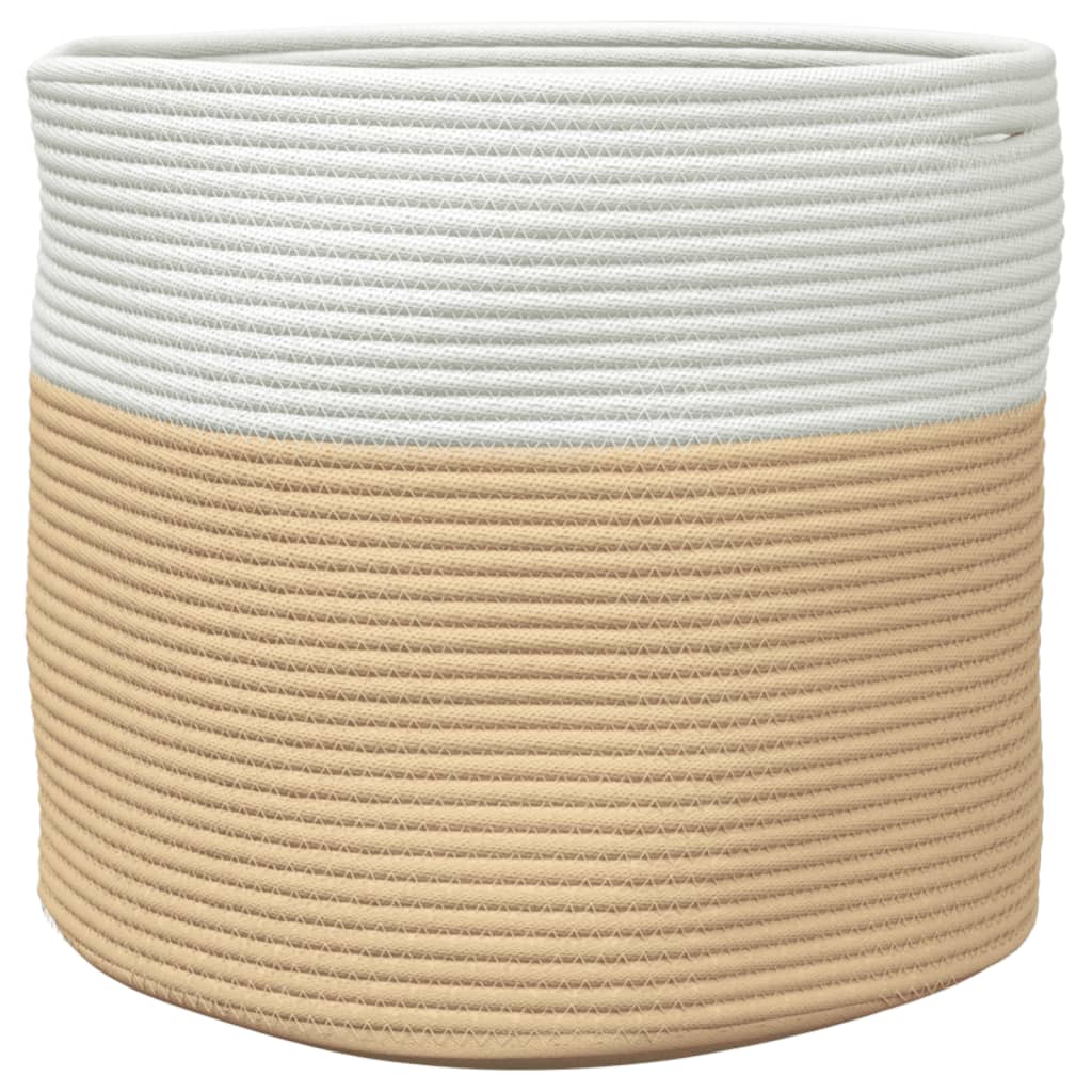 Oppbevaringskurv beige og hvit Ø40x35 cm bomull