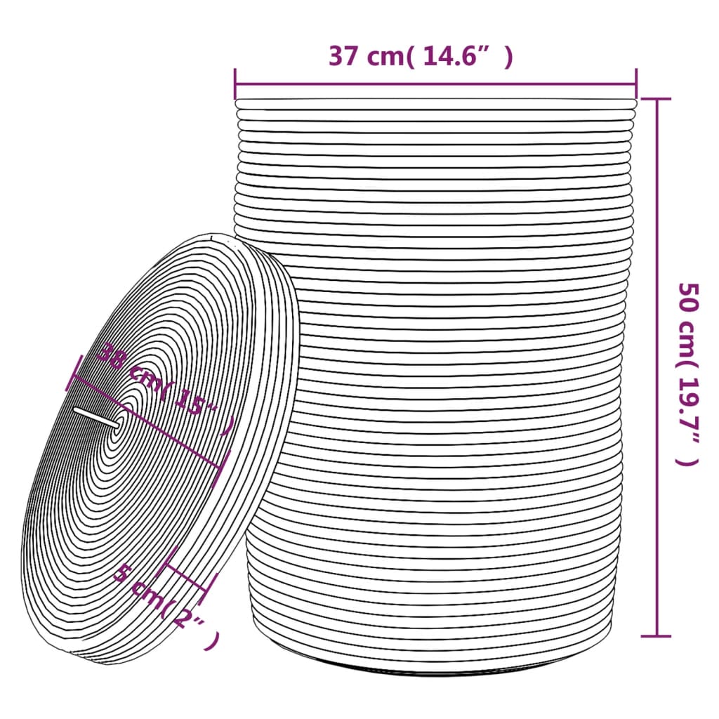 Oppbevaringskurv med lokk brun og hvit Ø37x50 cm Bomull