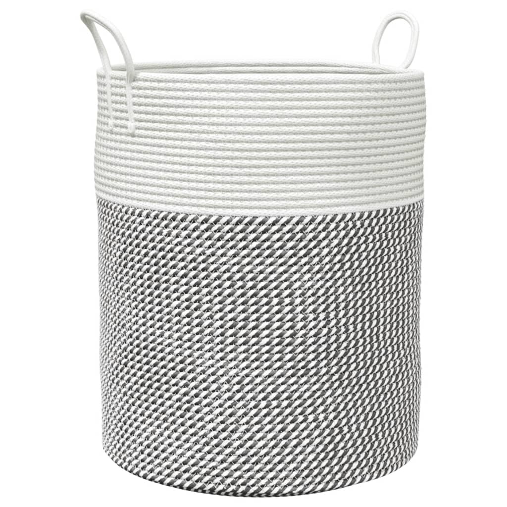 Oppbevaringskurv grå og hvit Ø38x46 cm bomull