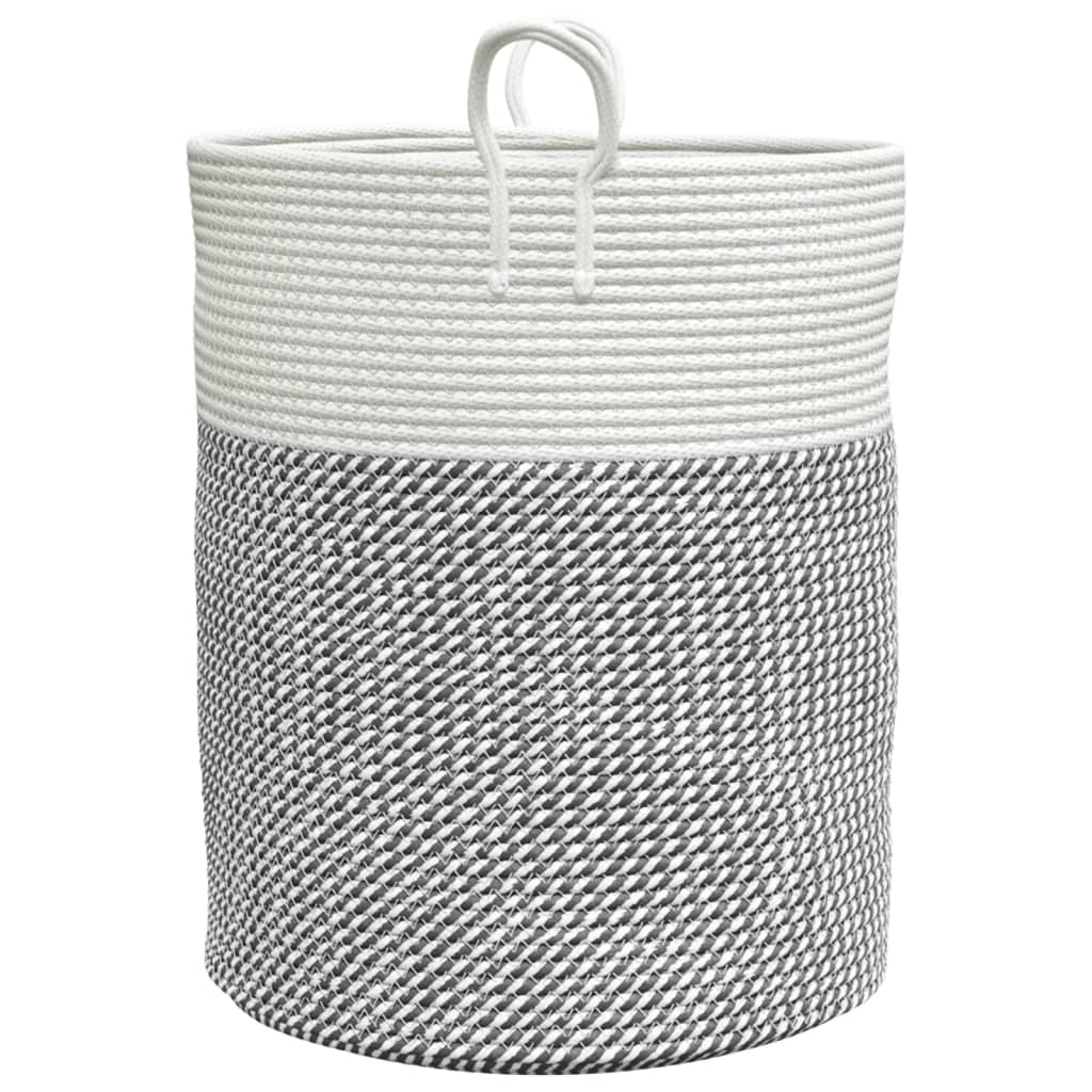Oppbevaringskurv grå og hvit Ø38x46 cm bomull