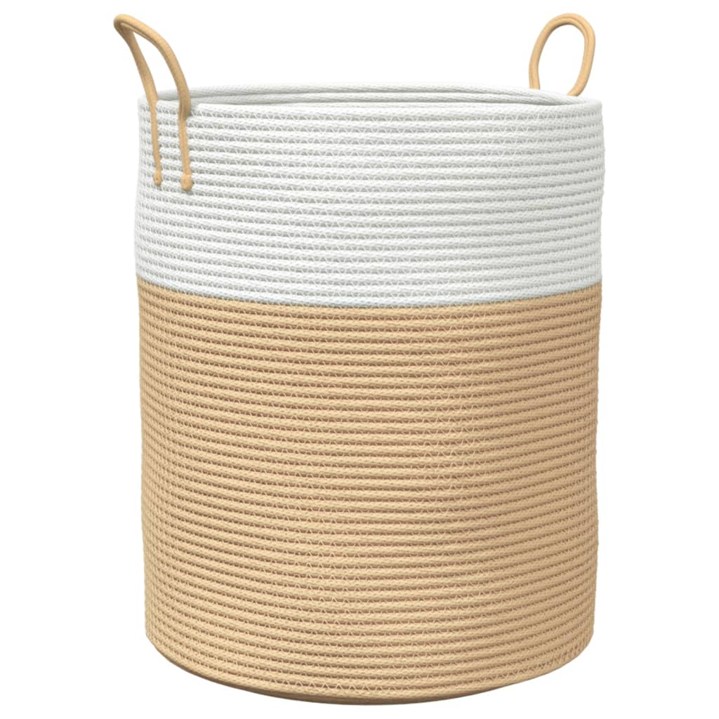 Oppbevaringskurv beige og hvit Ø38x46 cm bomull