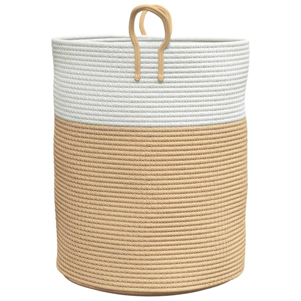 Oppbevaringskurv beige og hvit Ø38x46 cm bomull