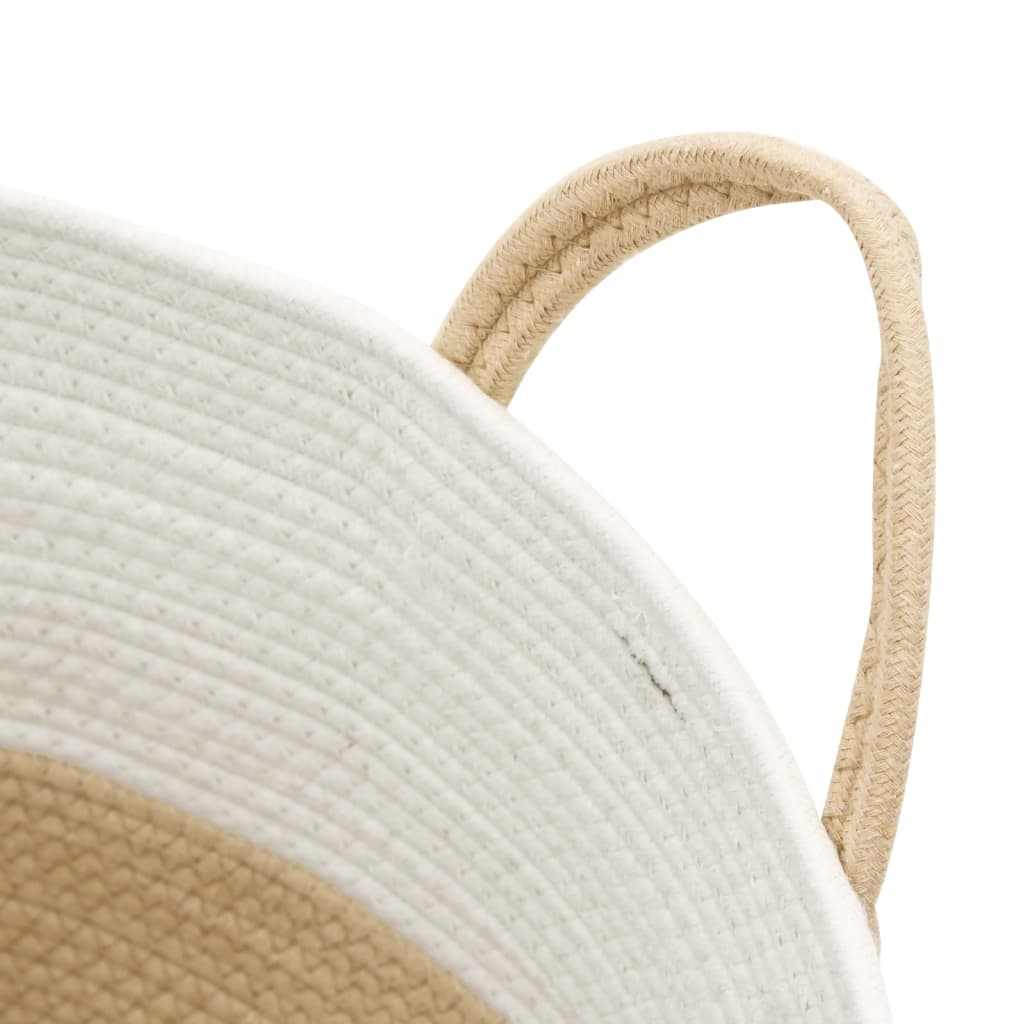 Oppbevaringskurv beige og hvit Ø38x46 cm bomull