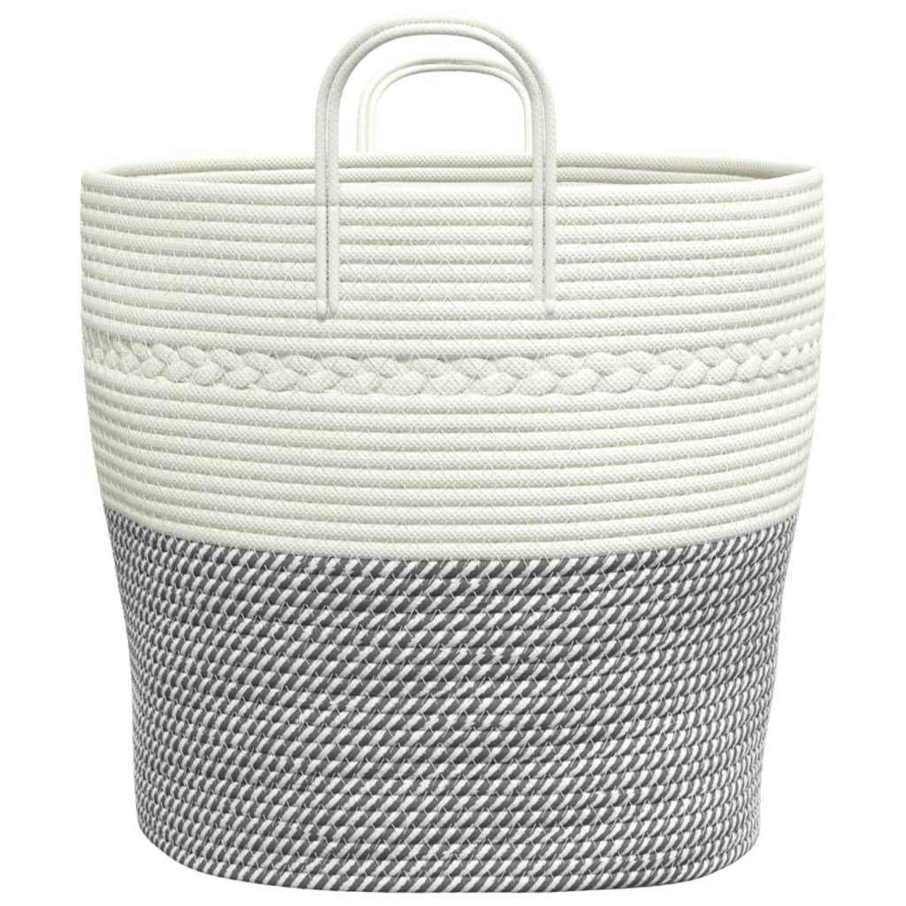 Oppbevaringskurv grå og hvit Ø43x38 cm bomull
