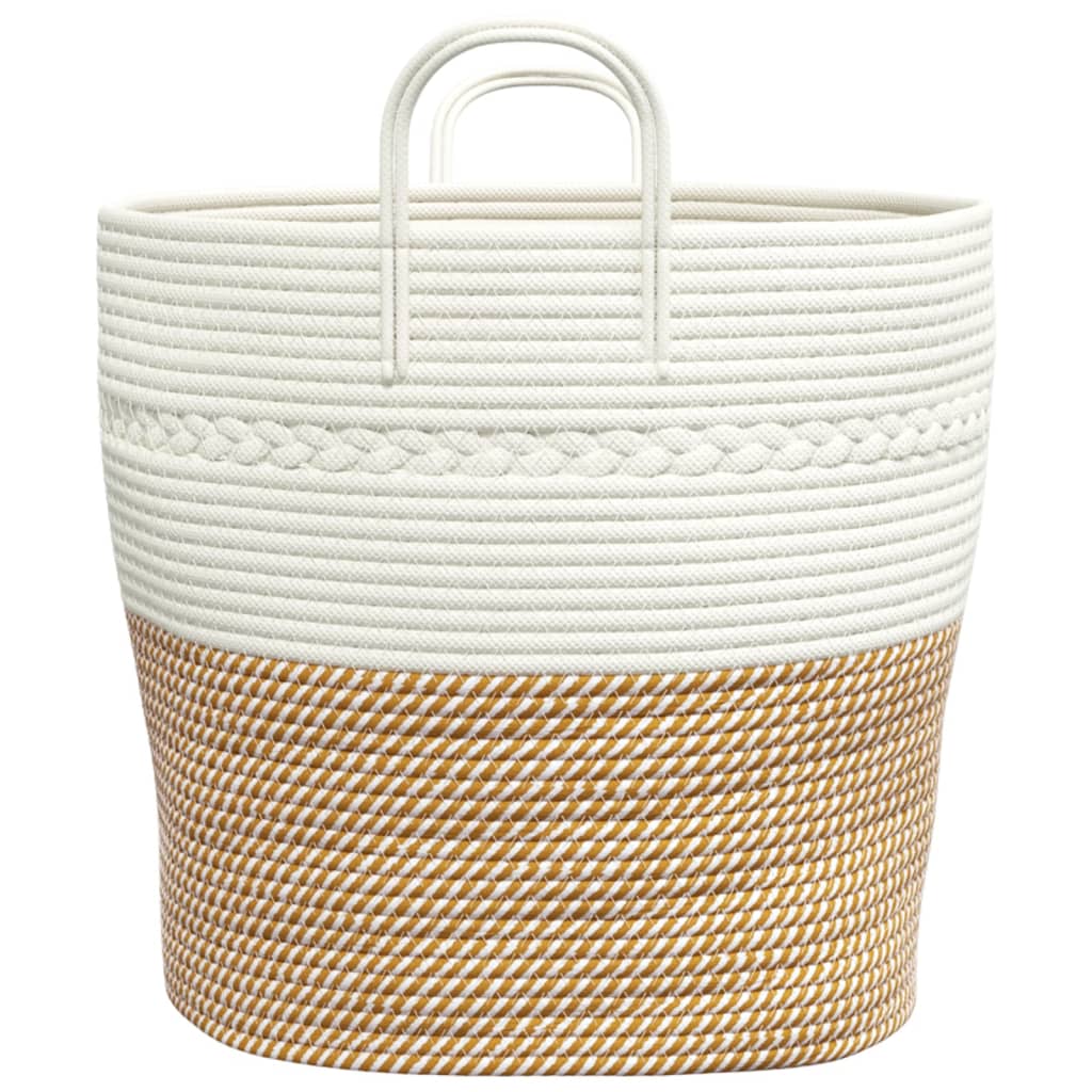 Oppbevaringskurv brun og hvit Ø43x38 cm bomull