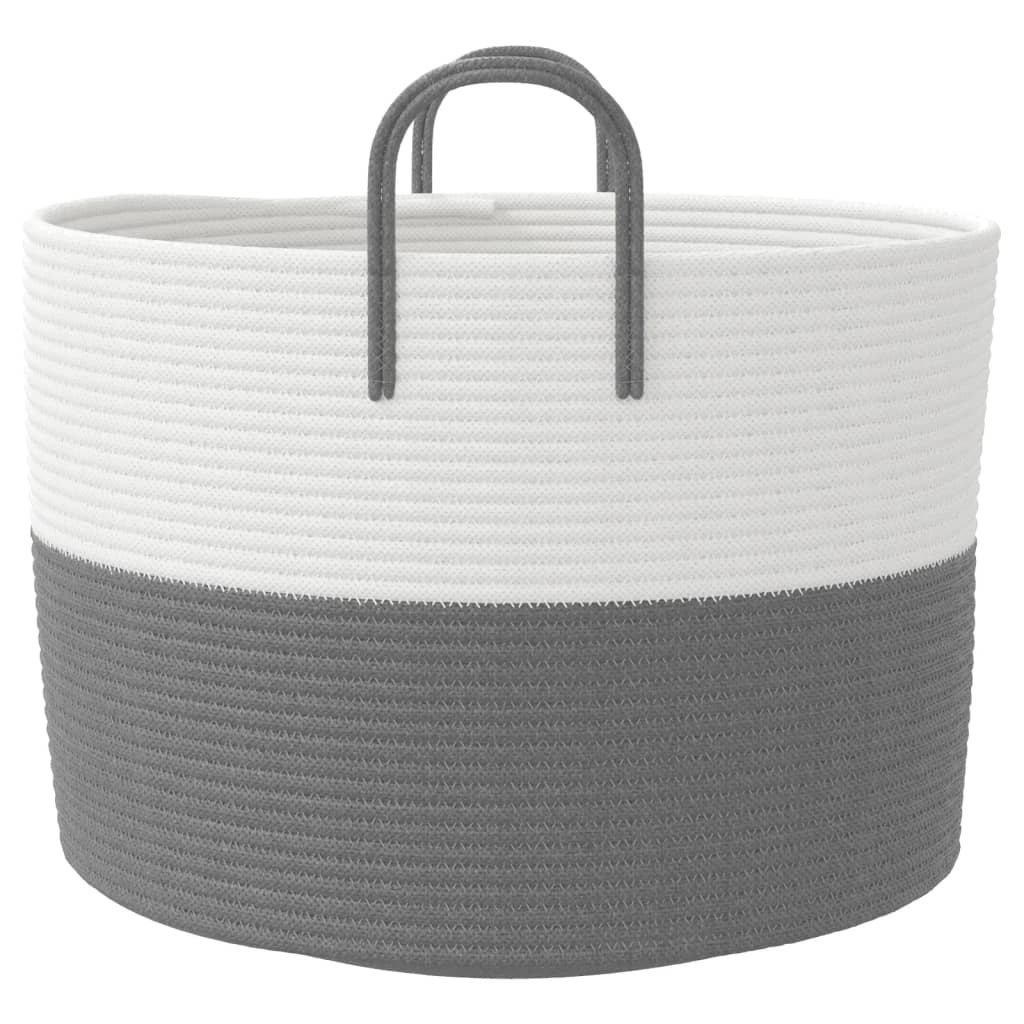 Oppbevaringskurv grå og hvit Ø51x33 cm bomull