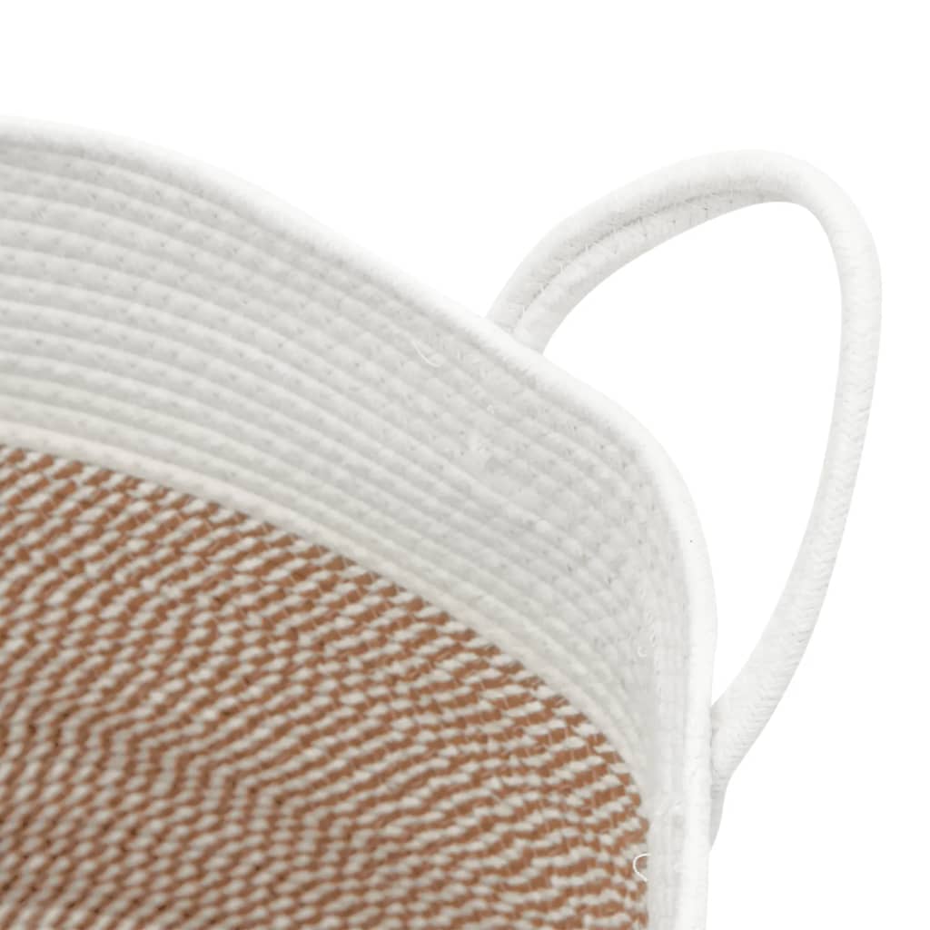 Oppbevaringskurv brun og hvit Ø51x33 cm bomull