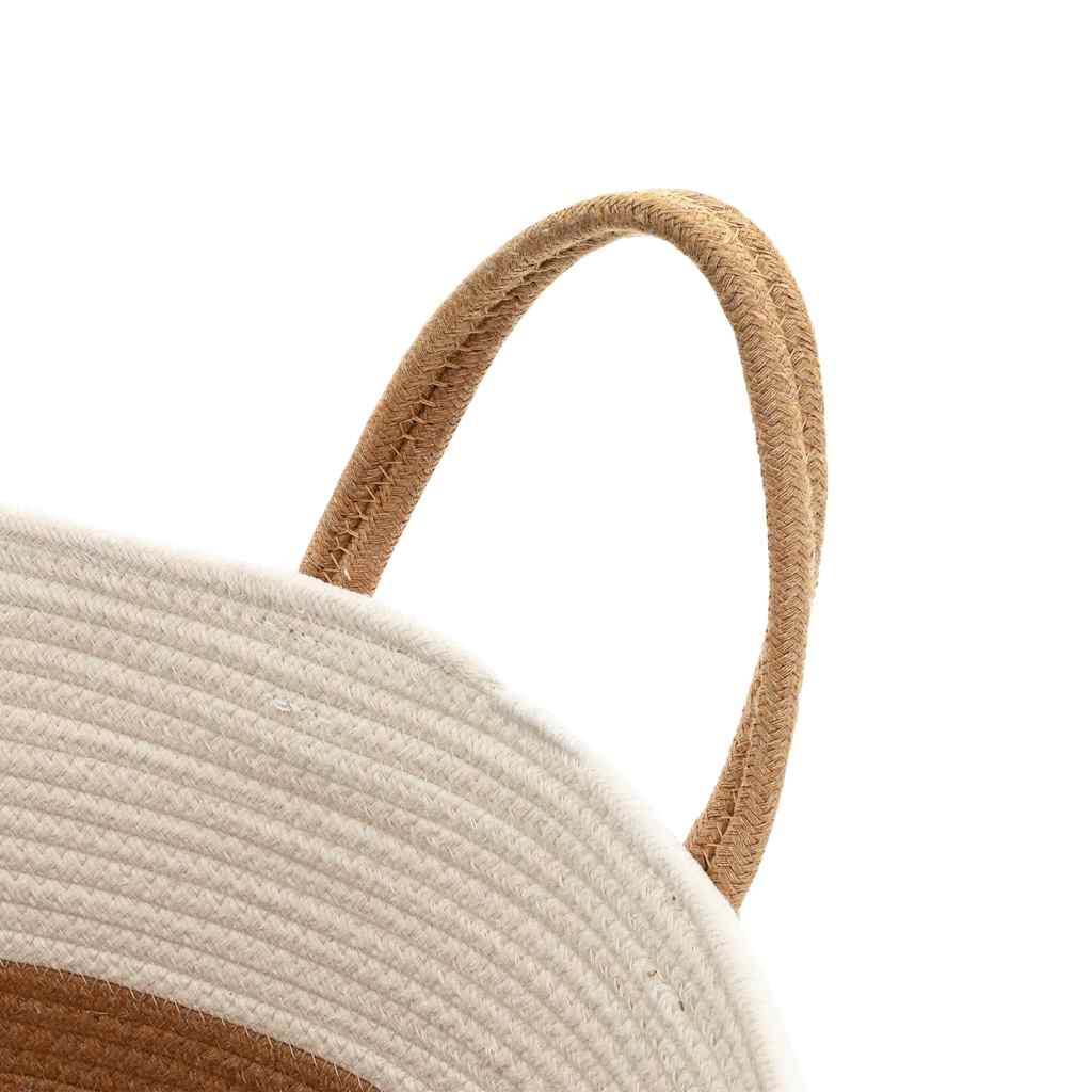Oppbevaringskurv brun og hvit Ø40x35 cm bomull