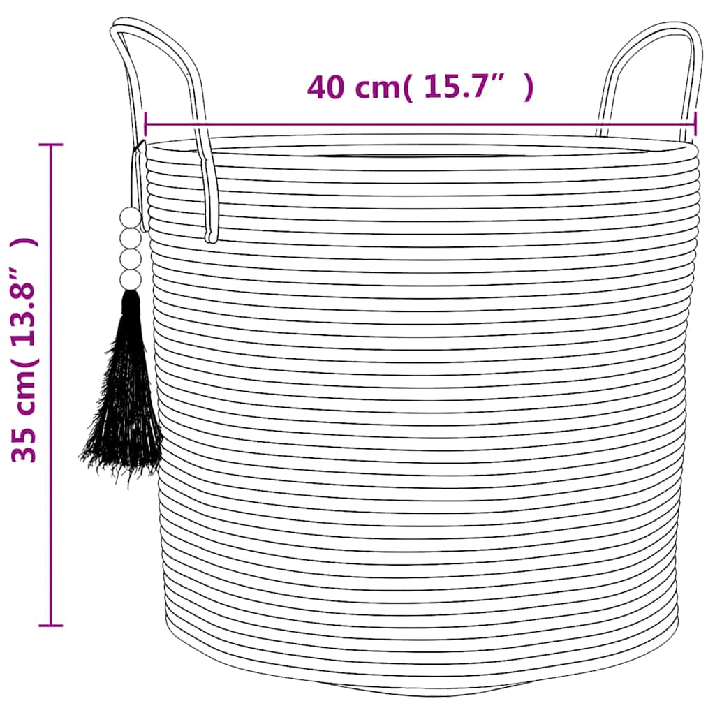 Oppbevaringskurv brun og hvit Ø40x35 cm bomull