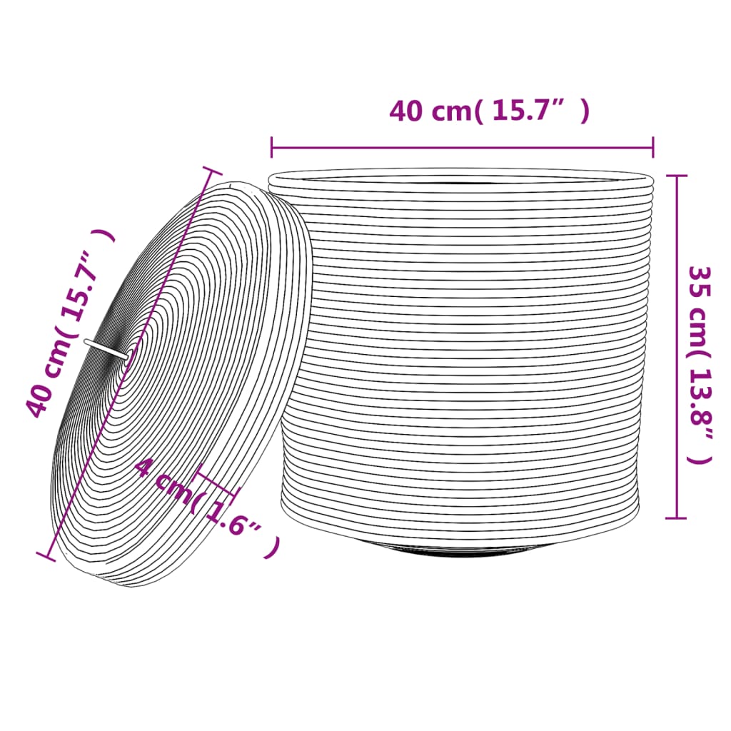 Oppbevaringskurv med lokk brun og hvit Ø40x35 cm bomull