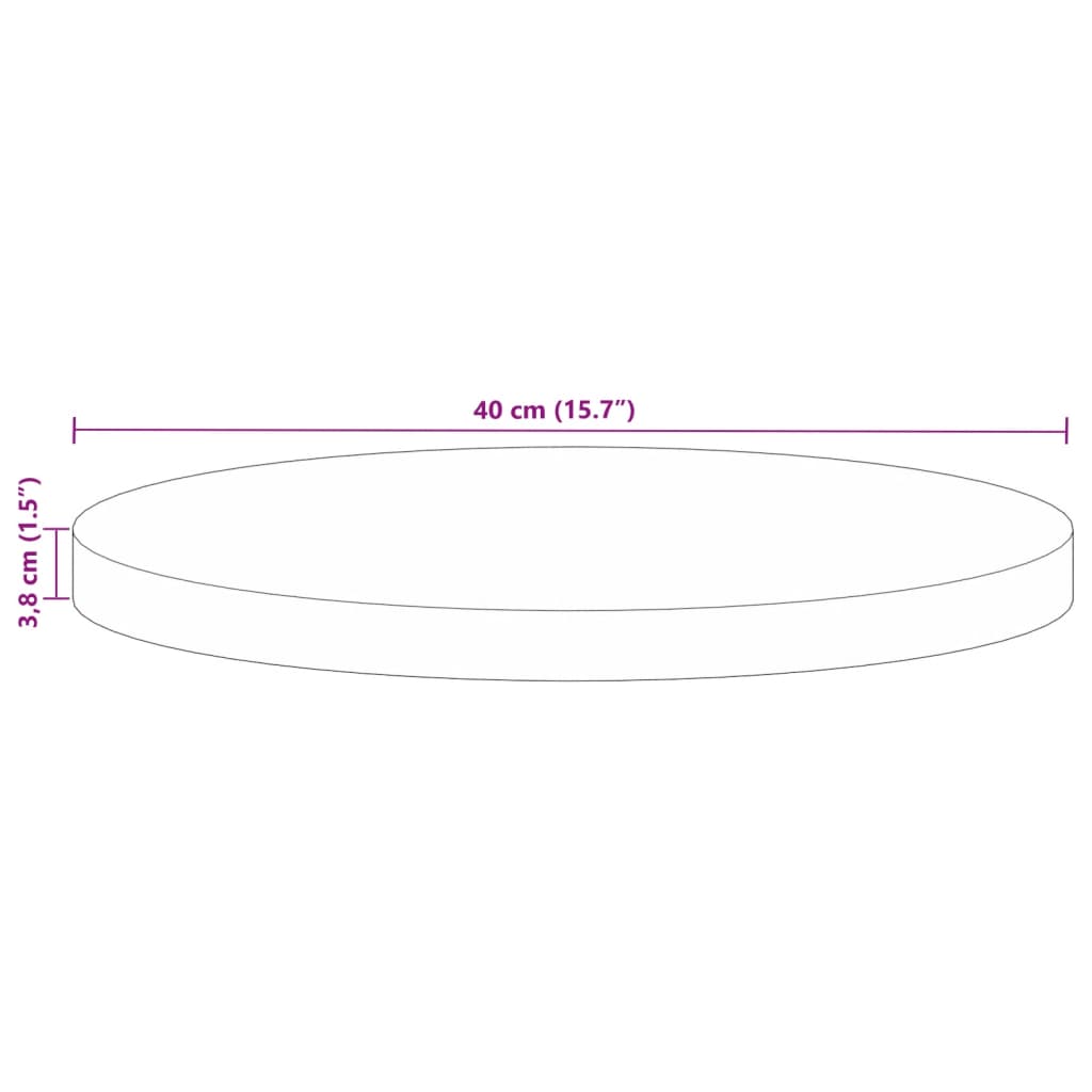 Bordplate Ø 40x3,8 cm rund gjenvunnet heltre