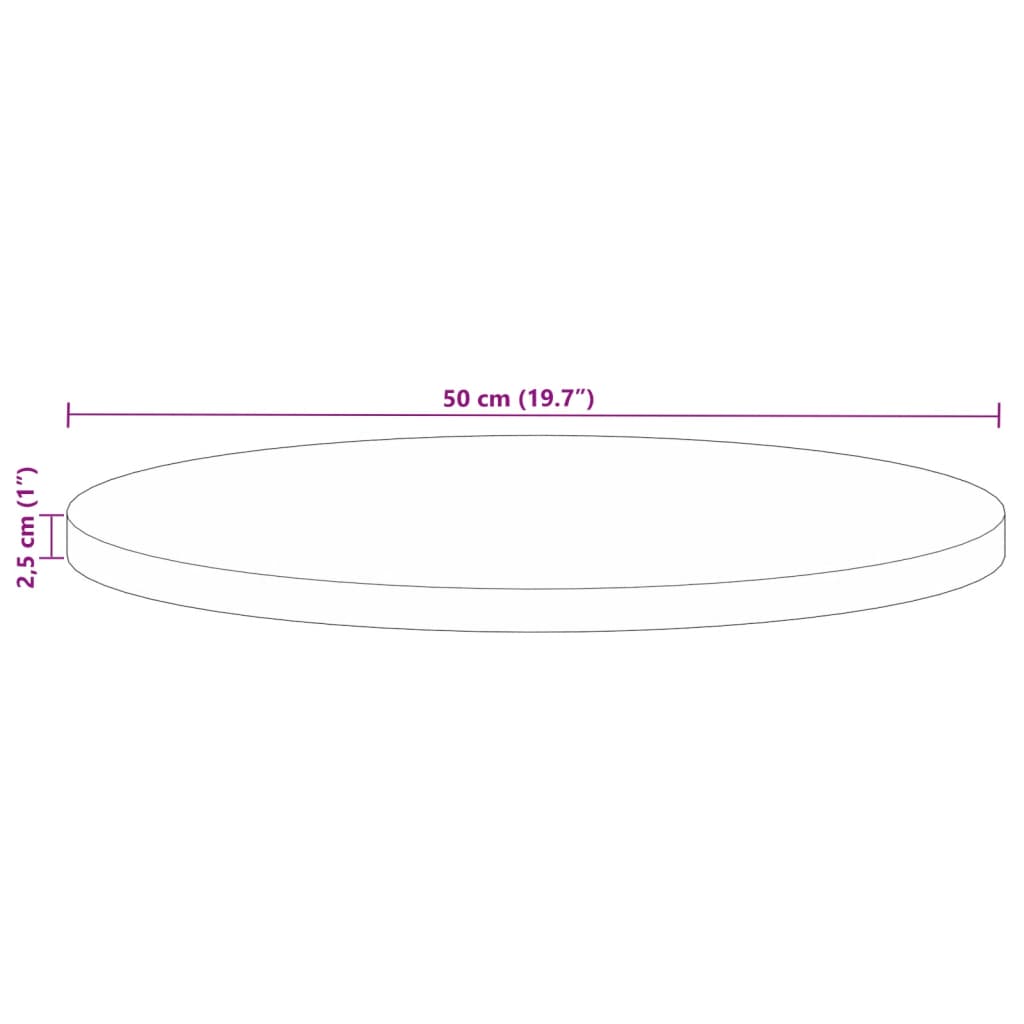 Bordplate Ø 50x2,5 cm rund gjenvunnet heltre