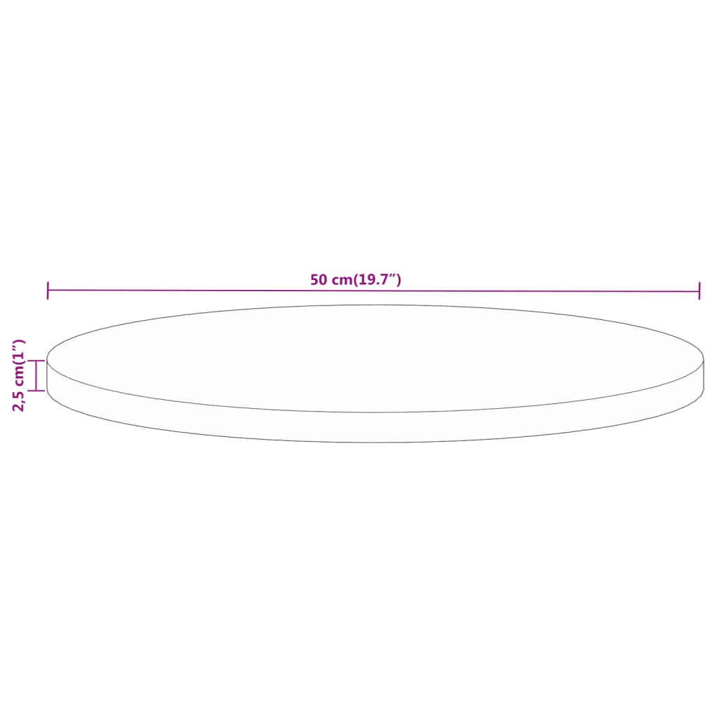 Bordplate Ø 50x2,5 cm rund gjenvunnet heltre