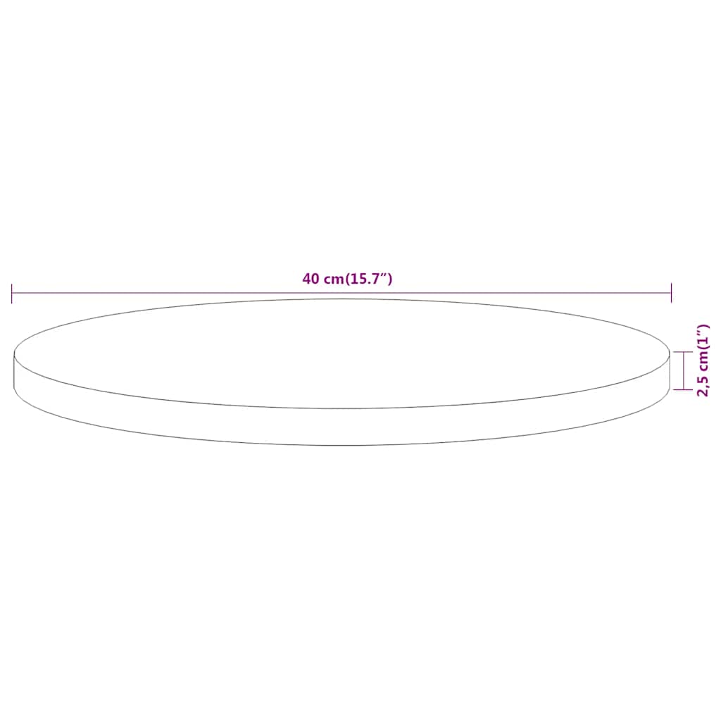 Bordplate Ø40x2,5 cm rund heltre akasie