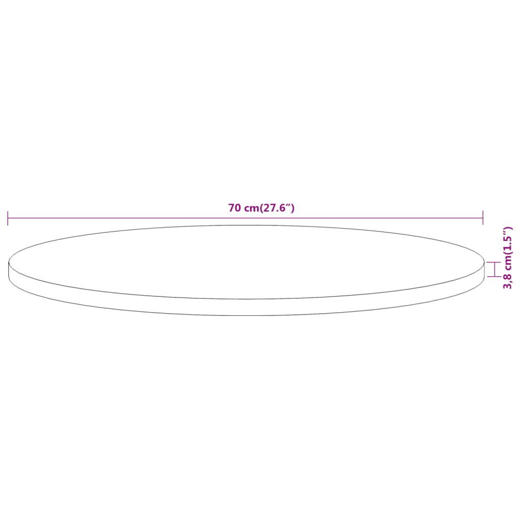 Bordplate Ø70x3,8 cm rund heltre akasie