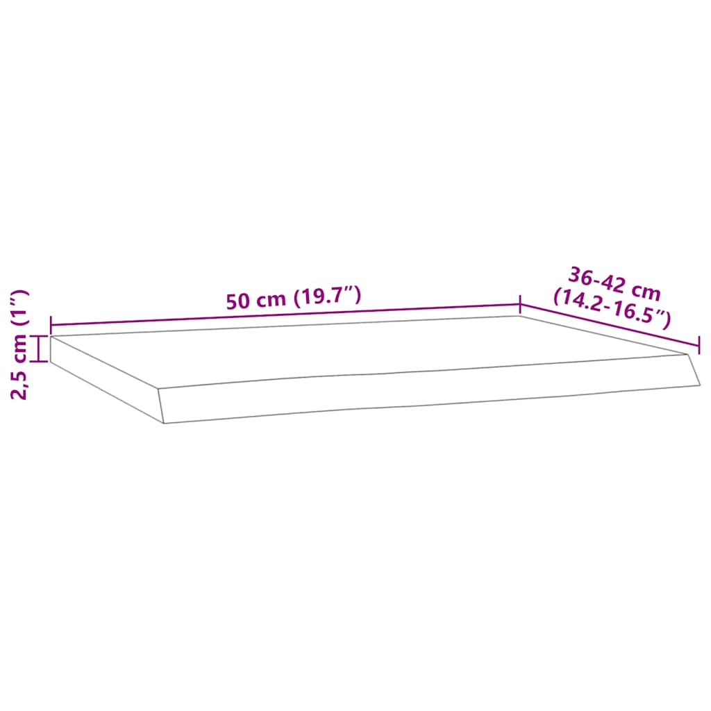 Vegghylle 50x40x2,5 cm rektangulær heltre akasie naturlig kant