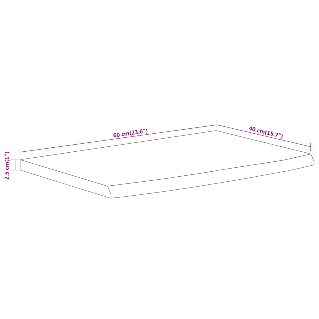 Vegghylle 60x40x2,5 cm rektangulær heltre akasie naturlig kant vidaXL