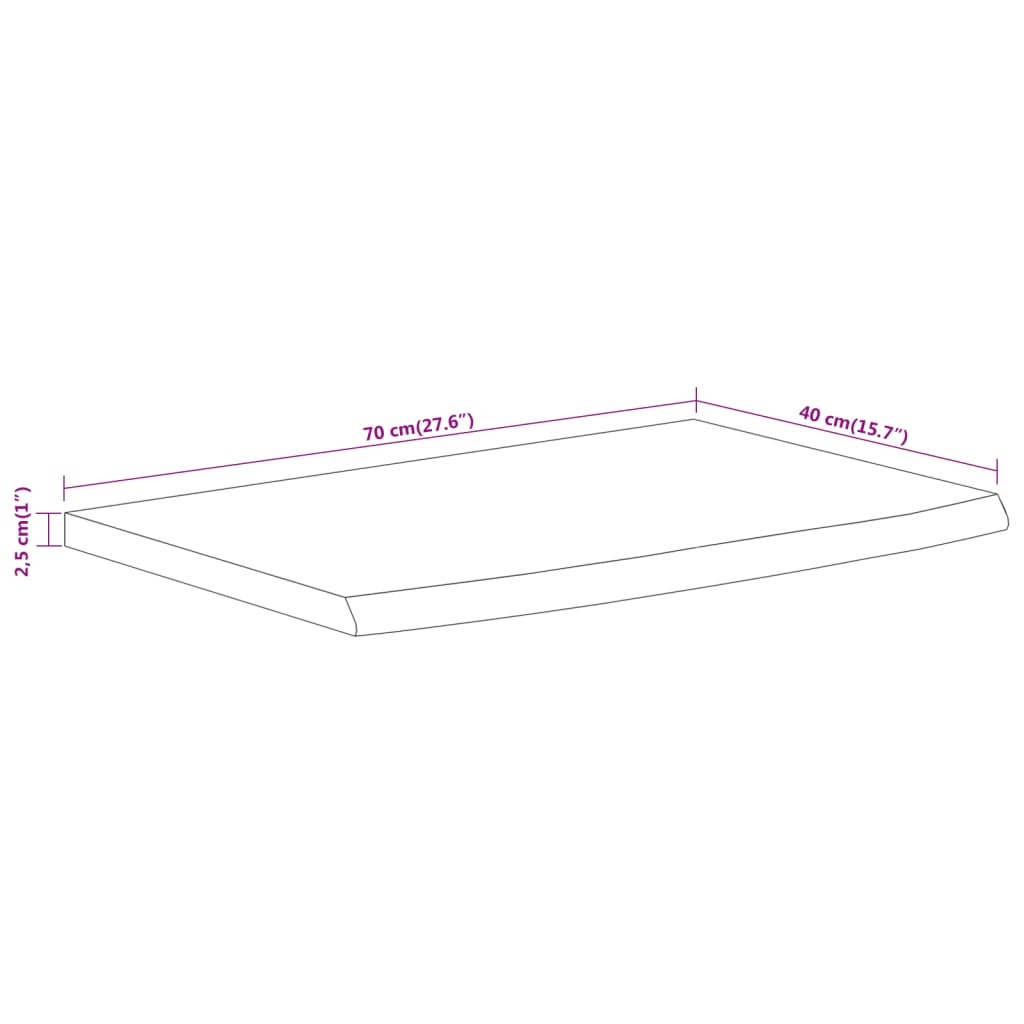 Vegghylle 70x40x2,5 cm rektangulær heltre akasie naturlig kant vidaXL