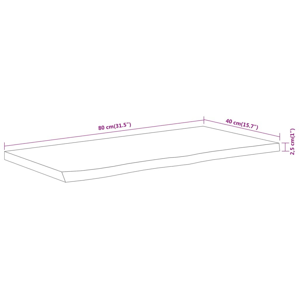 Vegghylle 80x40x2,5 cm rektangulær heltre akasie naturlig kant vidaXL