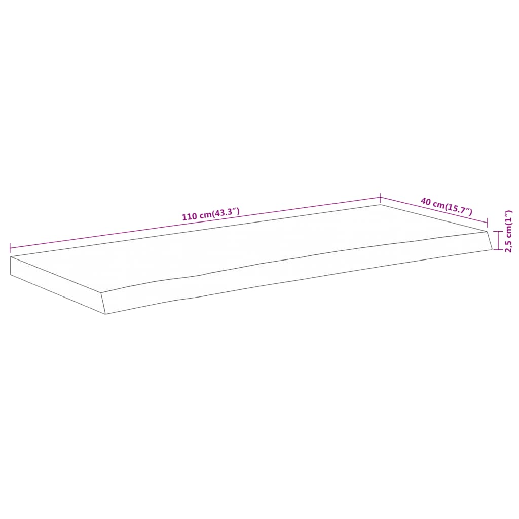 Vegghylle 110x40x2,5 cm rektangulær heltre akasie naturlig kant vidaXL