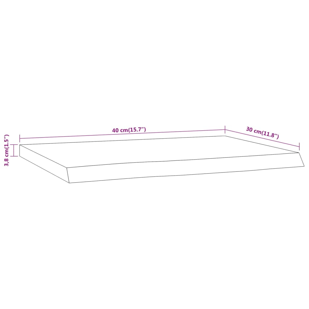 Vegghylle 40x30x3,8 cm rektangulær heltre akasie naturlig kant vidaXL