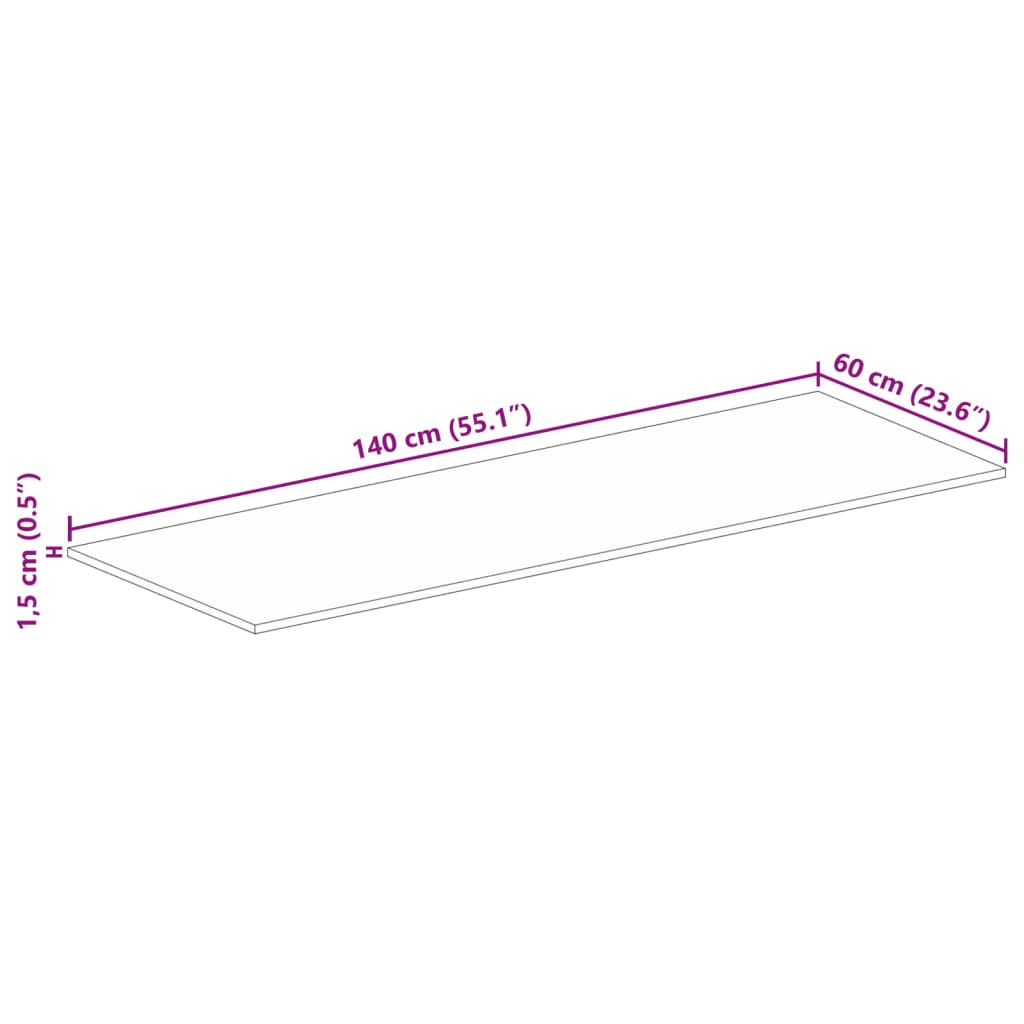 Bordplate 140x60x1,5 cm rektangulær gjenvunnet heltre vidaXL