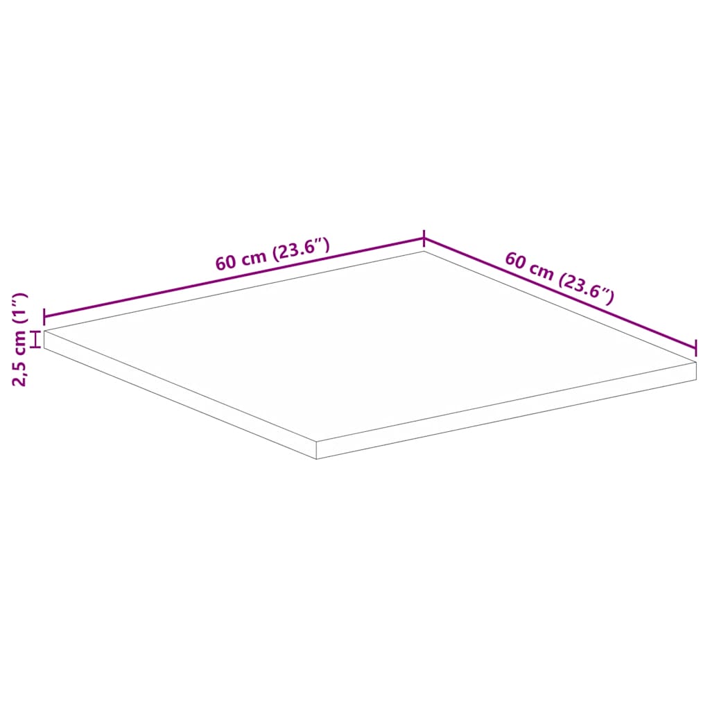 Bordplate 60x60x2,5 cm firkantet gjenvunnet heltre
