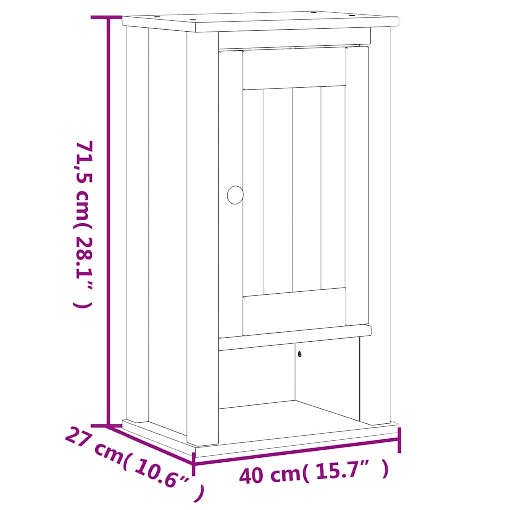 Baderomsskap BERG hvit 40x27x71,5 cm heltre furu vidaXL