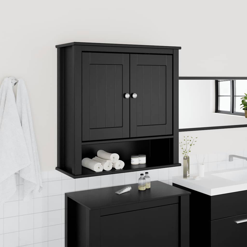 Baderomsskap BERG svart 69,5x27x71,5 cm heltre furu vidaXL