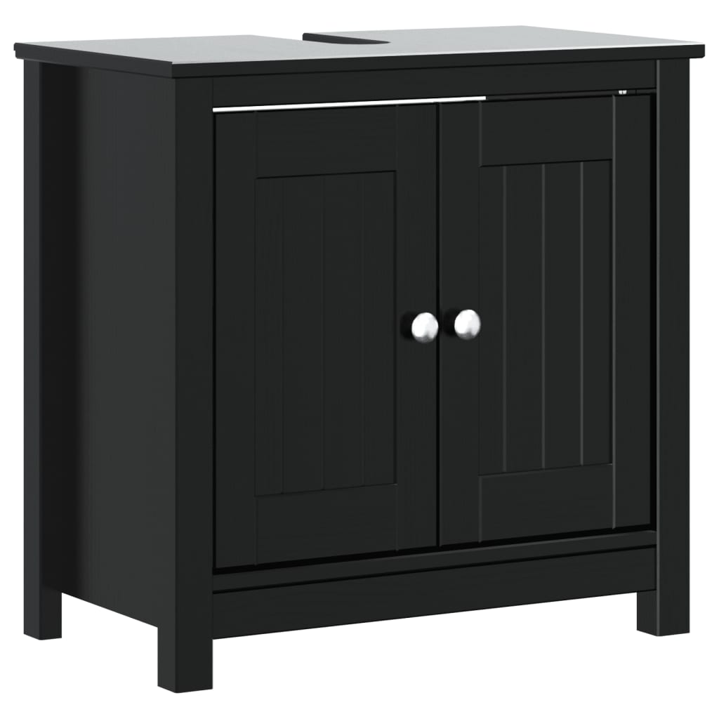 Baderomsskap BERG svart 60x34x59 cm heltre furu vidaXL