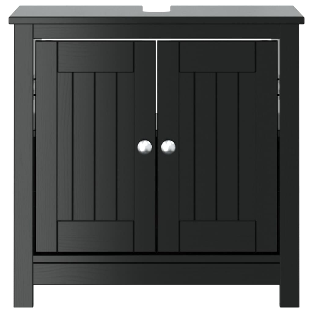 Baderomsskap BERG svart 60x34x59 cm heltre furu vidaXL