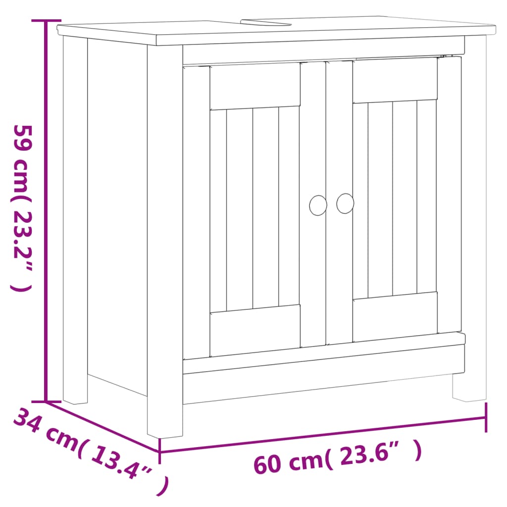 Baderomsskap BERG svart 60x34x59 cm heltre furu vidaXL