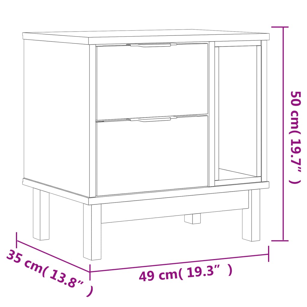 Nattbord FLAM 49x35x50 cm heltre furu