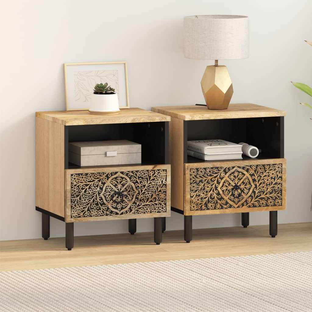 Nattbord 2 stk 40x33x46 cm heltre mango