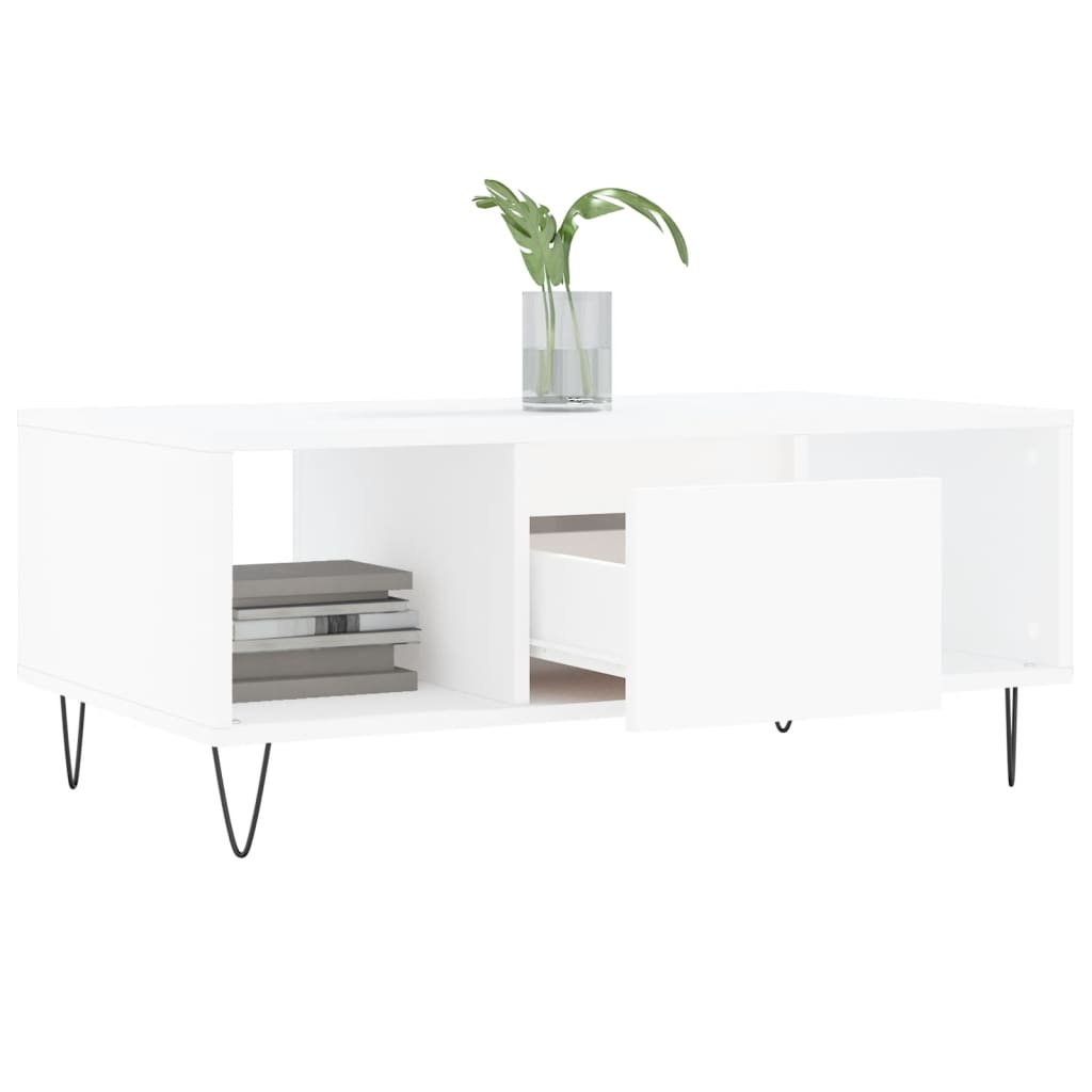 Salongbord hvit 90x50x36,5 cm konstruert tre