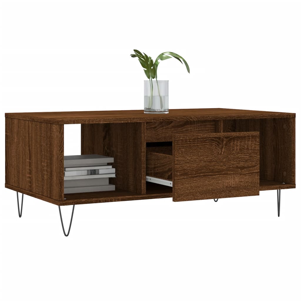 Salongbord brun eik 90x50x36,5 cm konstruert tre