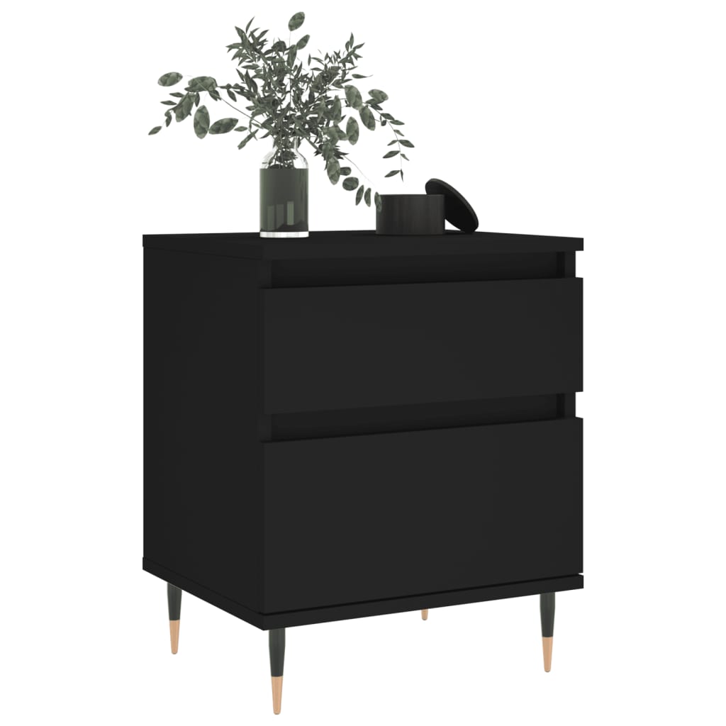 Nattbord 2 stk svart 40x35x50 cm konstruert tre
