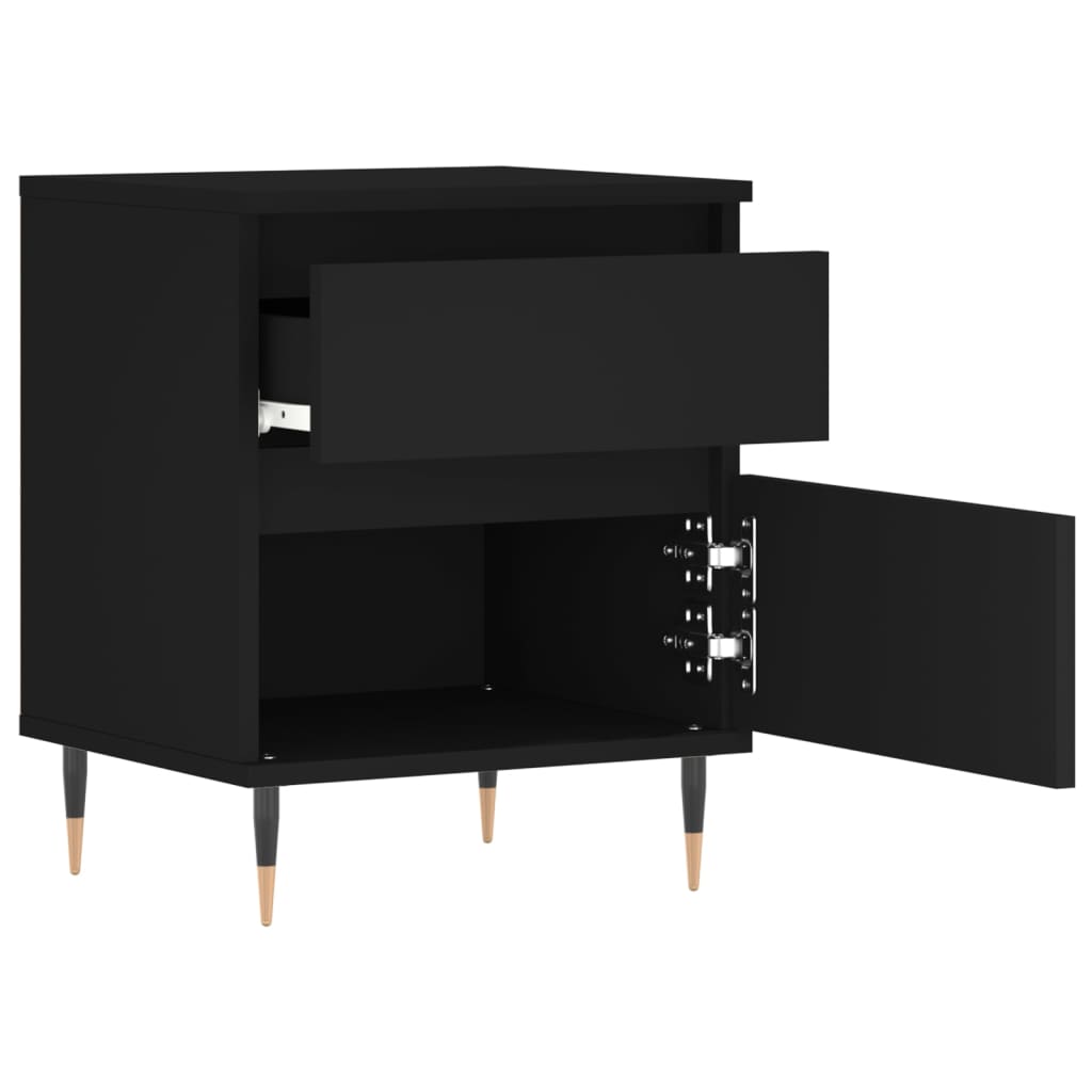 Nattbord 2 stk svart 40x35x50 cm konstruert tre