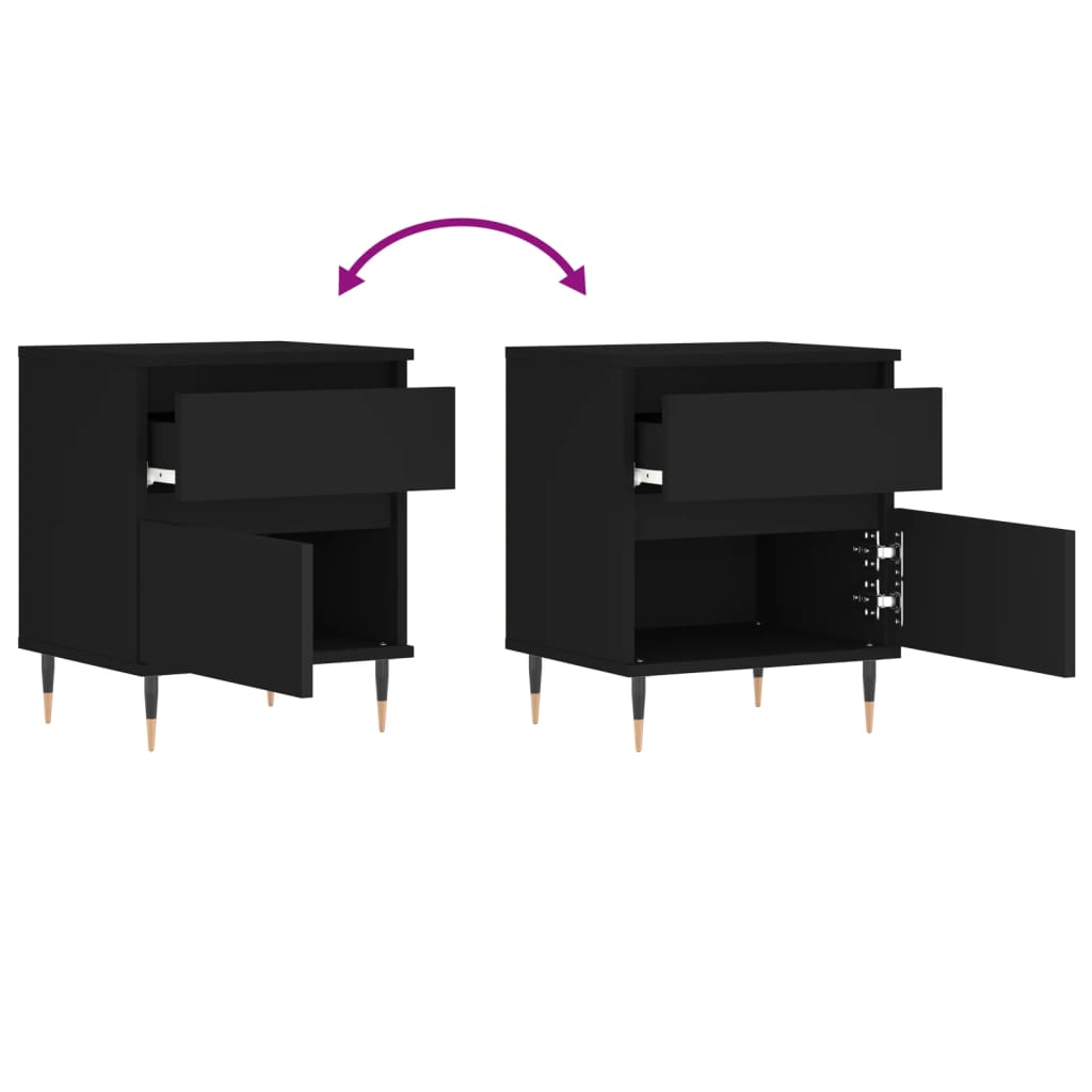 Nattbord 2 stk svart 40x35x50 cm konstruert tre