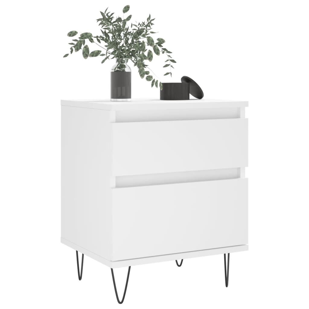 Nattbord 2 stk hvit 40x35x50 cm konstruert tre
