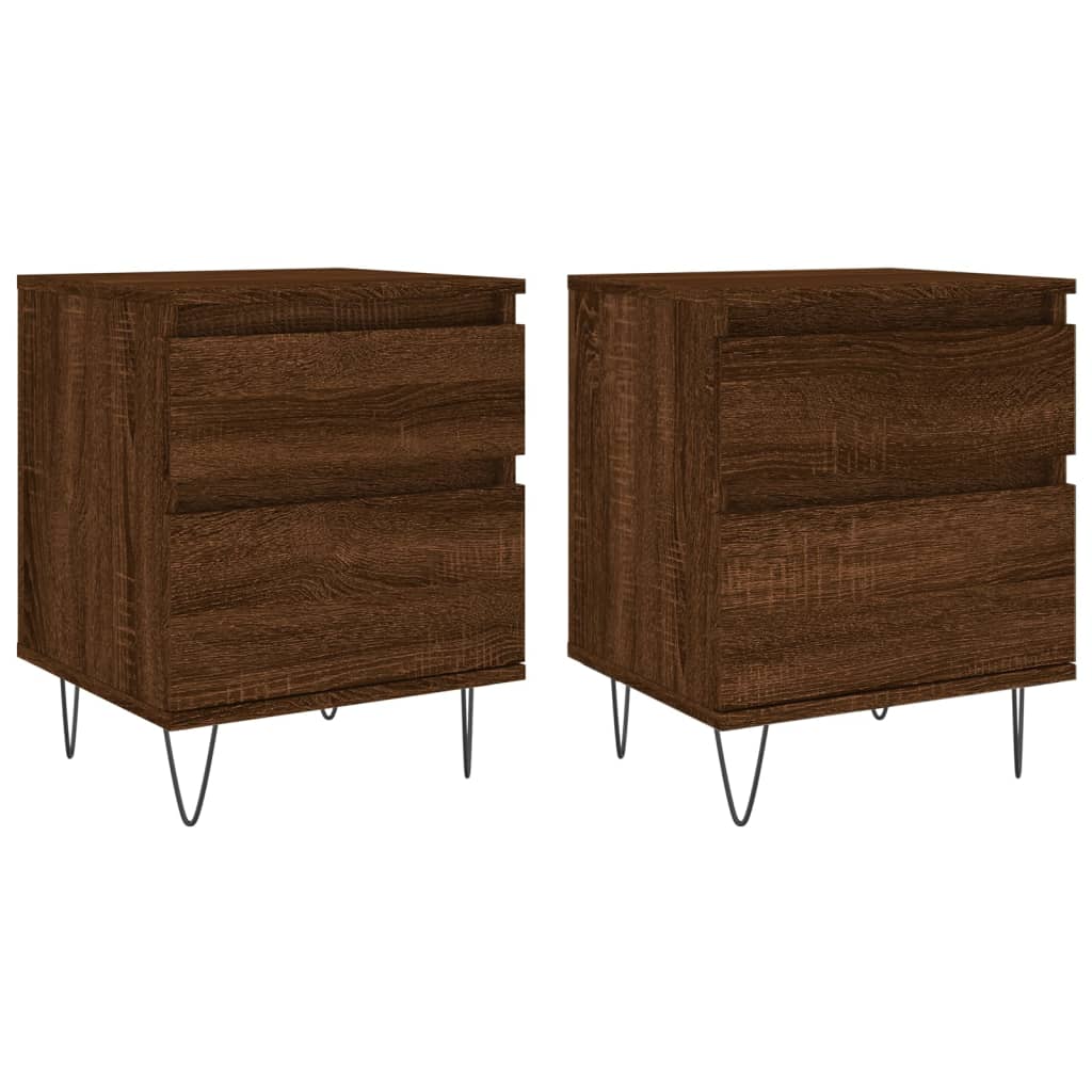 Nattbord 2 stk brun eik 40x35x50 cm konstruert tre