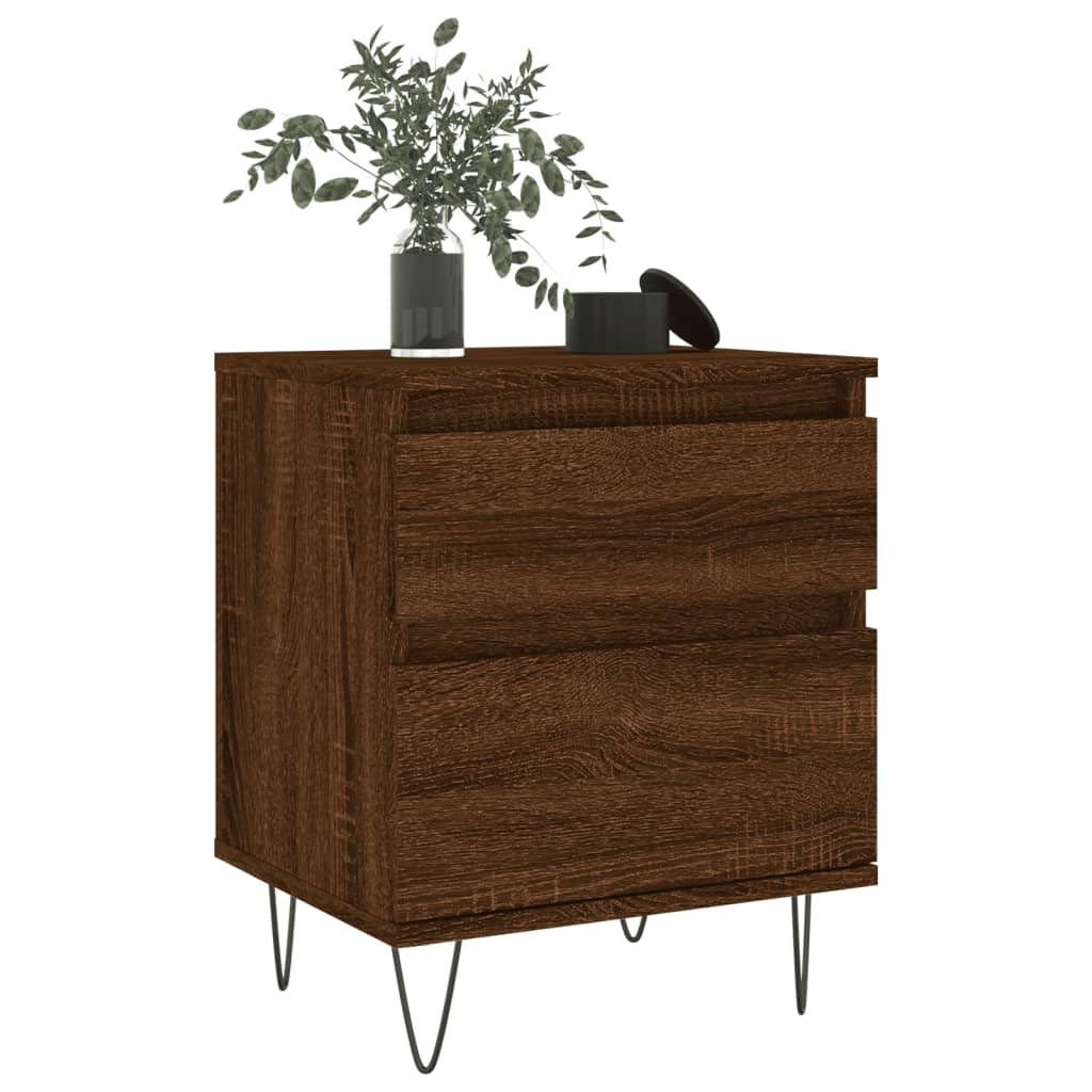 Nattbord 2 stk brun eik 40x35x50 cm konstruert tre