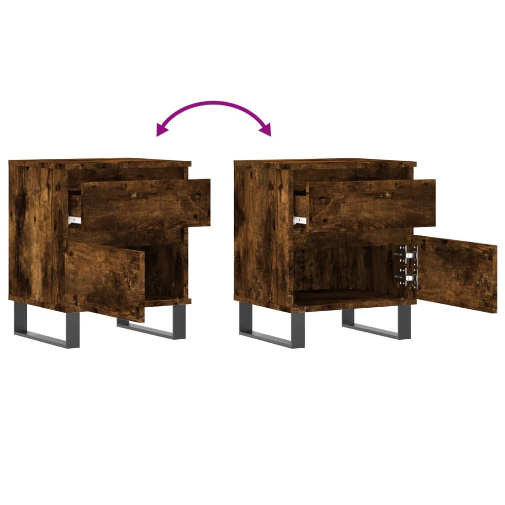 Nattbord 2 stk røkt eik 40x35x50 cm konstruert tre