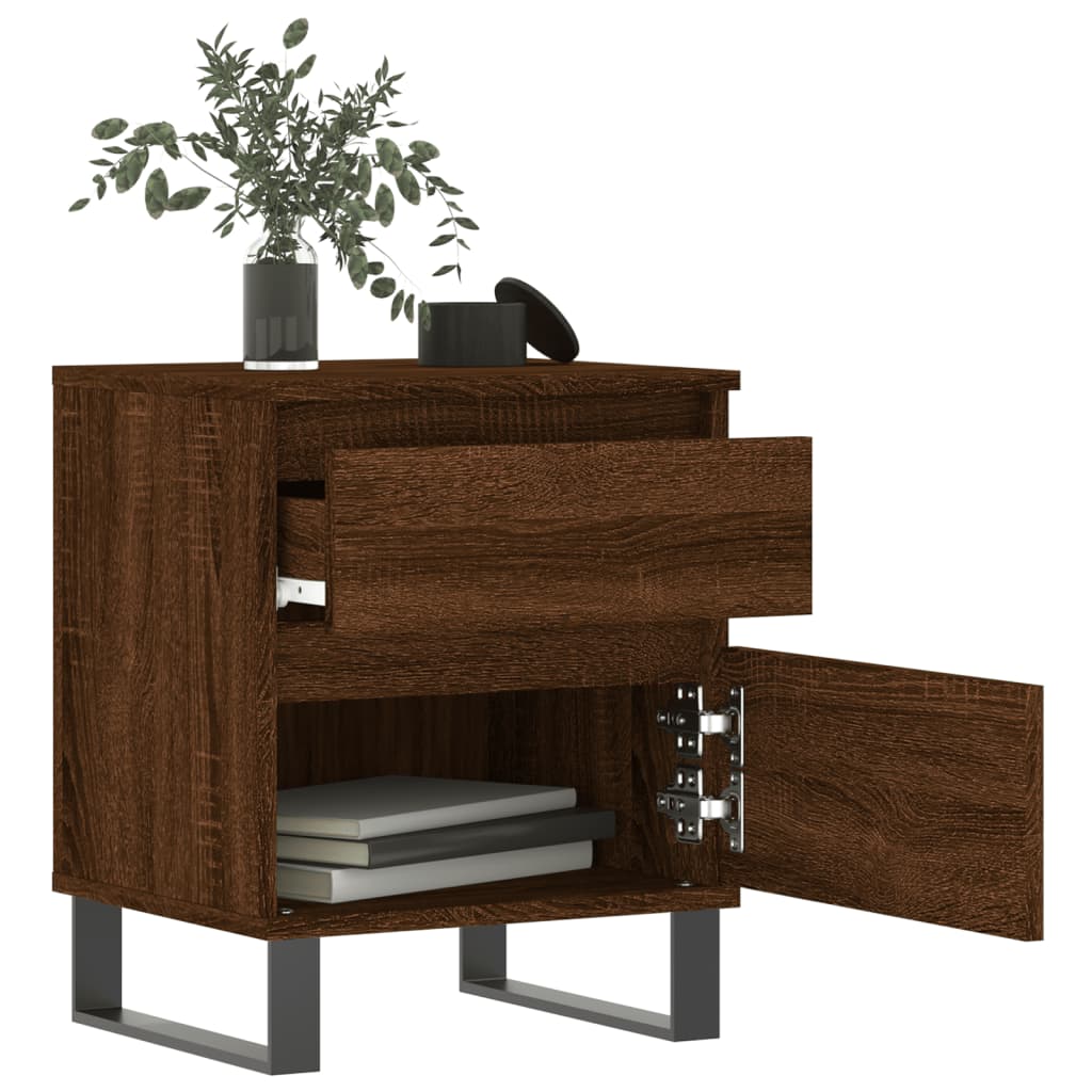 Nattbord 2 stk brun eik 40x35x50 cm konstruert tre