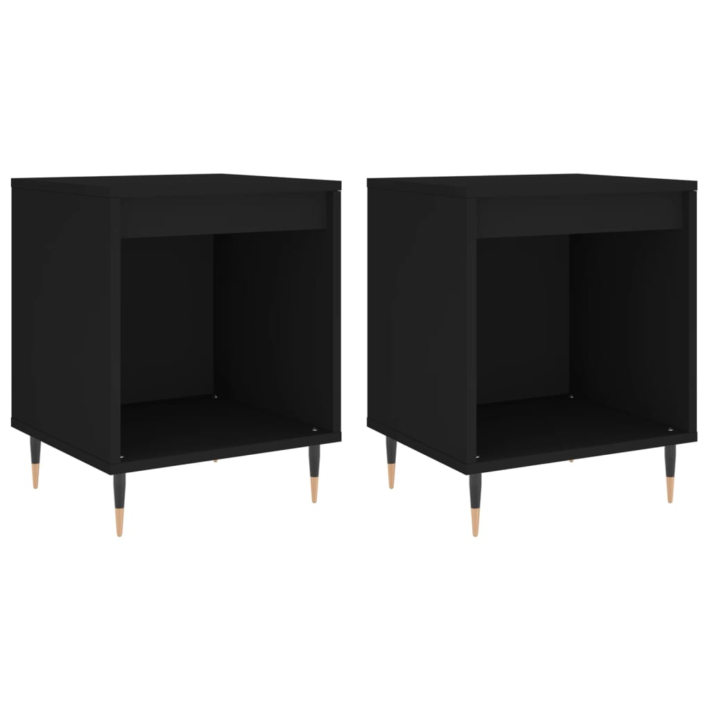 Nattbord 2 stk svart 40x35x50 cm konstruert tre