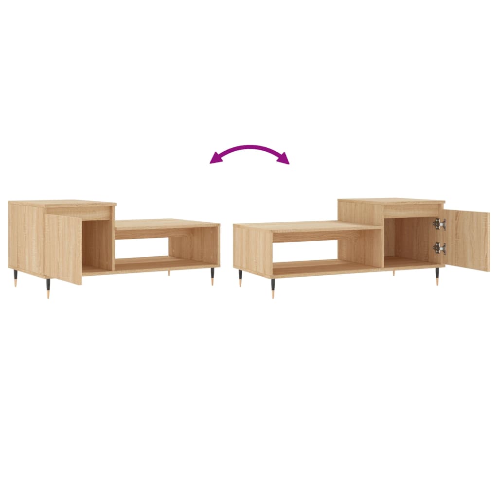 Salongbord sonoma eik 100x50x45 cm konstruert tre