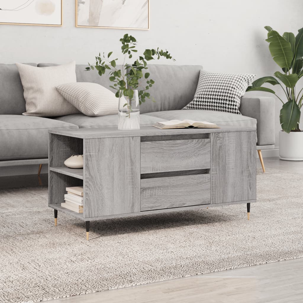 Salongbord grå sonoma 102x44,5x50 cm konstruert tre