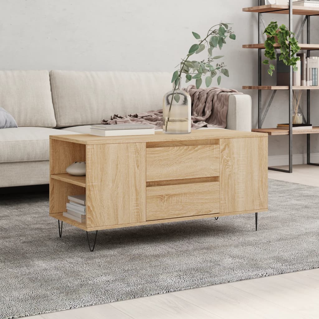 Salongbord sonoma eik 102x44,5x50 cm konstruert tre