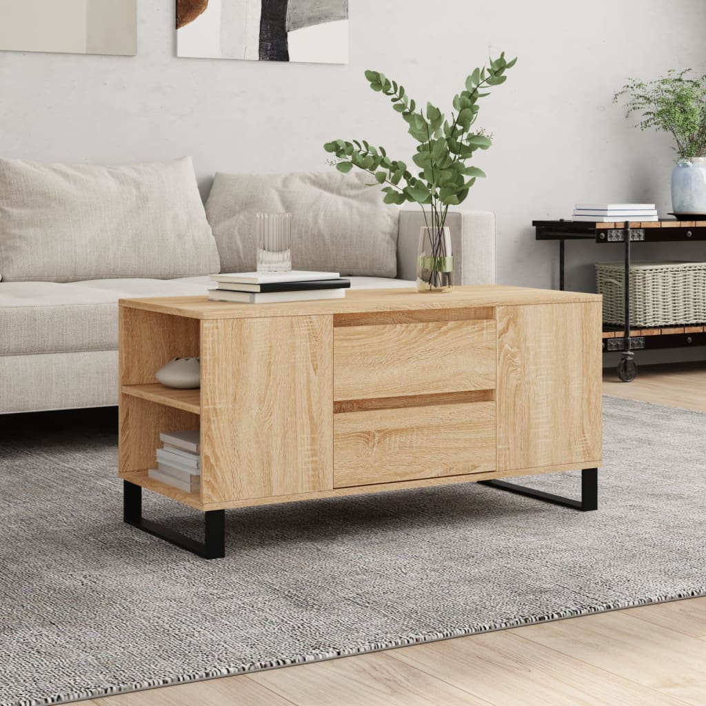 Salongbord sonoma eik 102x44,5x50 cm konstruert tre