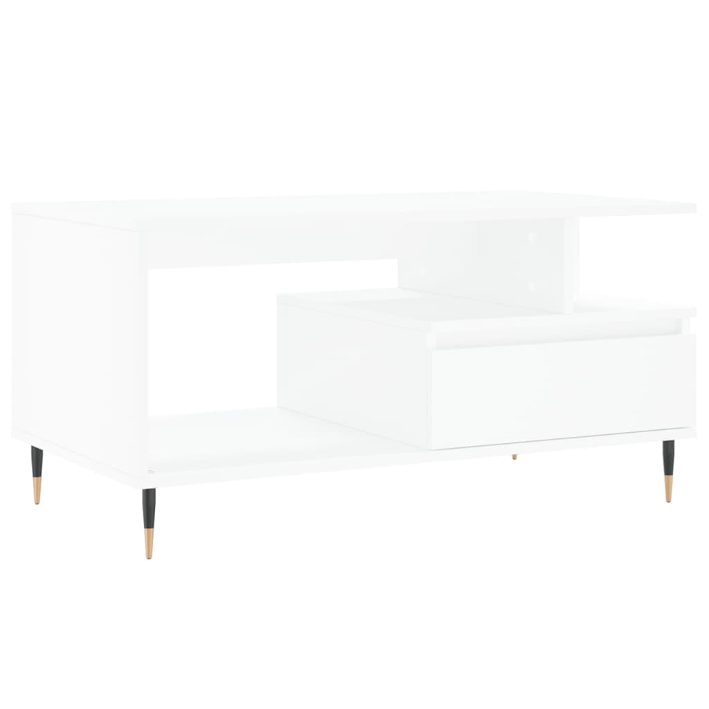 Salongbord hvit 90x49x45 cm konstruert tre